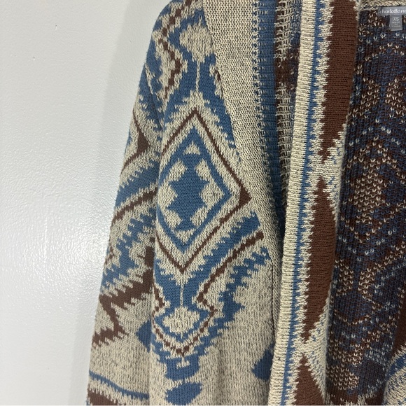 Charlotte Russe Openfront Boho Cardigan Sweater Cotton Blend Brown Blue XS - Picture 6 of 8